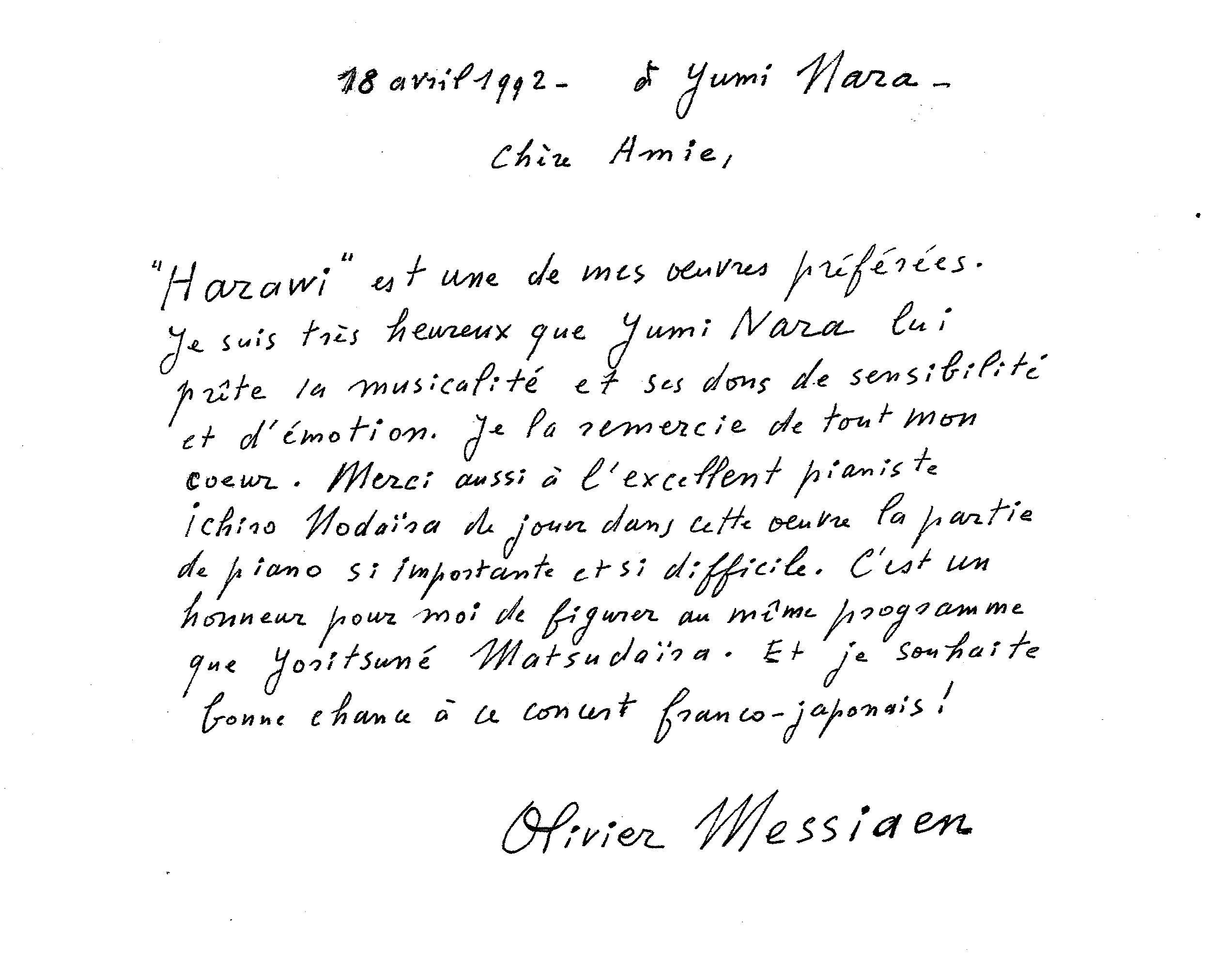 lettre messiaen